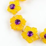 Carved Amethyst Flower & Citrine Bracelet in 14k Gold