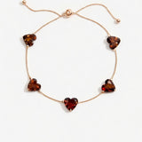 Smoky Quartz Multi-Heart Bracelet in 14k Rose Gold