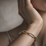 Paper Clip Diamond and Gold Bracelet