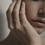 Double Chevron Pavé Diamond Ring in 14k Gold