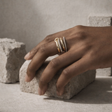 Linked Four-Band Pavé Diamond Stacked Ring in 14k Gold