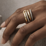 Linked Four-Band Pavé Diamond Stacked Ring in 14k Gold