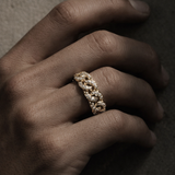 Pavé Diamond Cuban Link Band Ring in 14k Gold