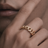 Cuban Link Band Ring in 14k Gold