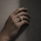 Pavé Diamond Cuban Link Band Ring in 14k Gold