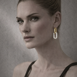 Diamond Pavé Double-Link Drop Earrings in 14k Gold