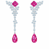 Princess Pink Topaz & Swiss Blue Topaz Briolette Cascade Drop Earrings in 18k Gold