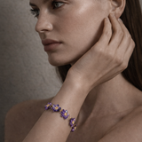 Carved Amethyst Flower & Citrine Bracelet in 14k Gold