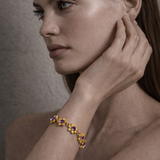 Carved Amethyst Flower & Citrine Bracelet in 14k Gold