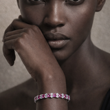 Pink & Ice Blue Topaz Alternating Tennis Bracelet in 14k Gold
