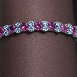 Pink & Ice Blue Topaz Alternating Tennis Bracelet in 14k Gold