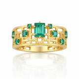 Grid Architectural Band Ring in 14k Gold