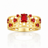 Grid Architectural Band Ring in 14k Gold