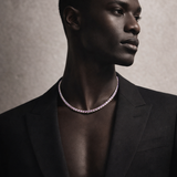 Pink & Swiss Blue Topaz Alternating Tennis Necklace in 14k Gold