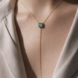Emerald-Cut & Pear Lariat Drop Necklace in 14k Gold