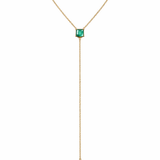 Emerald-Cut & Pear Lariat Drop Necklace in 14k Gold