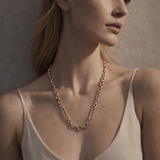 Two-Tone Pavé Diamond Link Chain Necklace in 14k Rose and White Gold