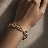 Two-Tone Pavé Diamond Bracelet in 14k Rose and White Gold
