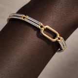 Vector Two-Tone Link Bracelet in 14k Yellow and White Gold
