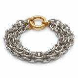 Two-Tone Multi-Chain Carabiner Ring in 14k Gold