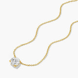 Box Chain Solitaire Diamond Pendant Necklace in 18k Gold