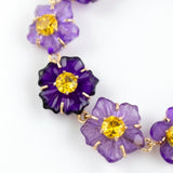 Carved Amethyst Flower & Citrine Bracelet in 14k Gold