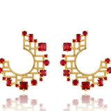 Grid Architectural Earrings in 14k Gold