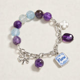 Amethyst & Aquamarine Charm Bracelet in 14k Gold