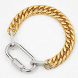 Cuban Link Carabiner Gold Bracelet
