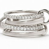 Linked Four-Band Pavé Diamond Stacked Ring in 14k Gold