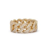 Pavé Diamond Cuban Link Band Ring in 14k Gold