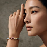 Rainbow Heart Tennis Bracelet in 14k Gold
