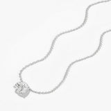 Box Chain Solitaire Diamond Pendant Necklace in 18k Gold