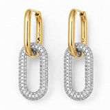Diamond Pavé Double-Link Drop Earrings in 14k Gold