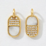 Reversible Capsule Pavé Diamond & Mother of Pearl Earrings in 14k Gold