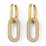 Diamond Pavé Double-Link Drop Earrings in 14k Gold