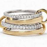 Linked Four-Band Pavé Diamond Stacked Ring in 14k Gold
