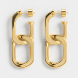Double-Link Architectural Drop Earrings in 14k Gold