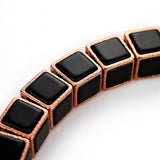 Black Onyx Bracelet with Pavé Diamond Accent in 14k Rose Gold