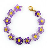 Carved Amethyst Flower & Citrine Bracelet in 14k Gold