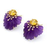 Amethyst & Citrine Diamond Burst Earrings