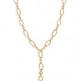 Oval Link & Ball Chain Lariat Necklace in 14k Gold