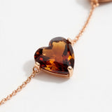 Smoky Quartz Multi-Heart Bracelet in 14k Rose Gold