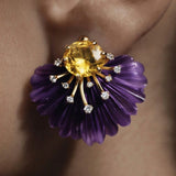Amethyst & Citrine Diamond Burst Earrings