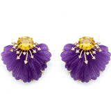 Amethyst & Citrine Diamond Burst Earrings