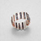 Alternating Mother of Pearl Bar Ring in 14k Gold