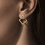 Two-Tone Ear Jacket Earrings in 14k White & Yellow Gold