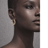 Solar Pavé Hoops in 14k Yellow Gold