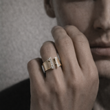 Textured Open Cuff Diamond Ring in 14k Gold