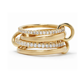 Linked Four-Band Pavé Diamond Stacked Ring in 14k Gold